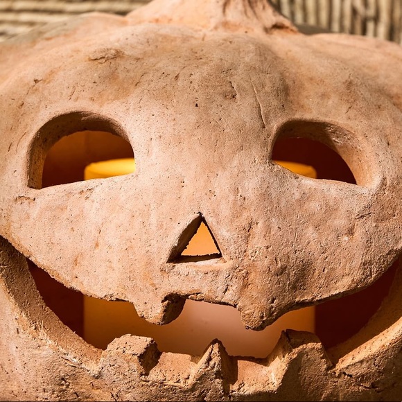 Pottery Barn Medium Size Handmade Terracotta Spooky and Cute Jack O' Lan… - Picture 2 of 16